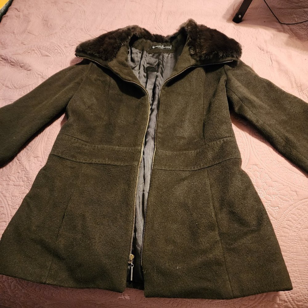 Dana Buchman Brown Coat with Fur Lapel